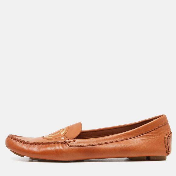 Dior Orange Leather Slip On Loafers Size 37 - Picture 1 of 4